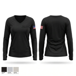 Womens Long Sleeve Vneck Shirt, Manitou Springs Police Department, Police, Teamtime, Team time, sublimation, custom sports apparel, team uniforms, spirit wear, spiritwear, sports uniforms, custom shirts, team store, custom team store, fundraiser sports, apparel fundraiser