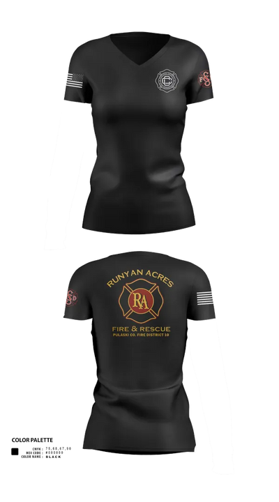 RUNYAN ACRES FIRE DEPARTMENT 34134469 Women's Short Sleeve V-neck Shirt - 23