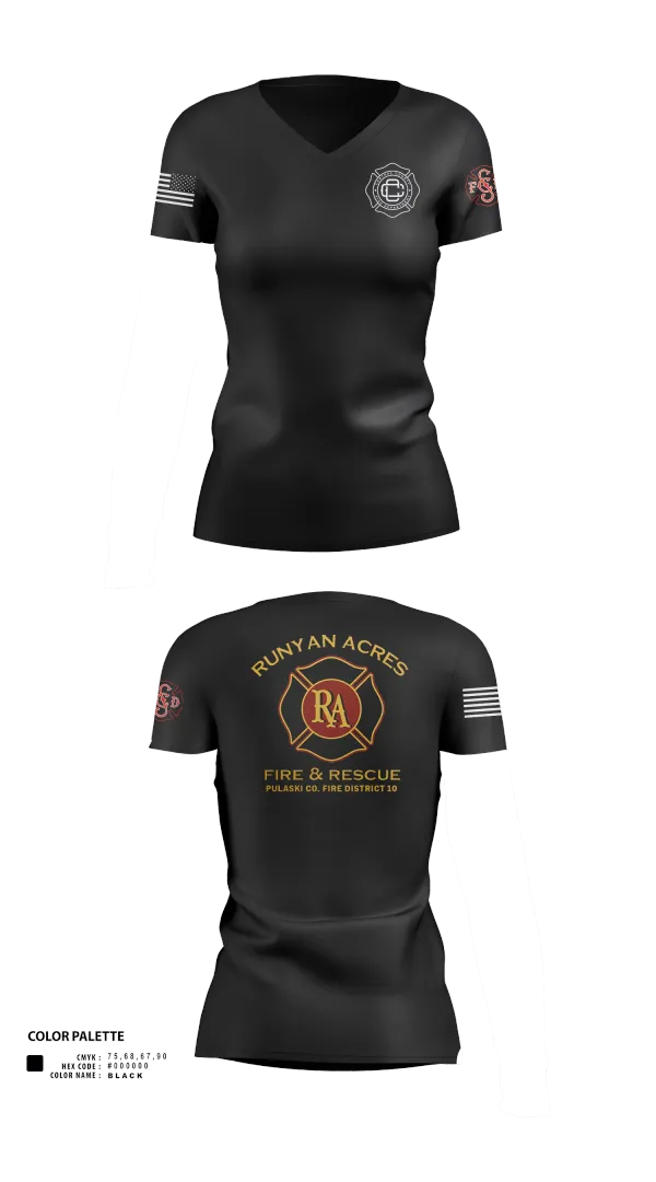 Womens Short Sleeve Vneck Shirt, RUNYAN ACRES FIRE DEPARTMENT, , Teamtime, Team time, sublimation, custom sports apparel, team uniforms, spirit wear, spiritwear, sports uniforms, custom shirts, team store, custom team store, fundraiser sports, apparel fundraiser