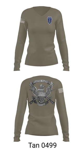 Womens Long Sleeve Vneck Shirt, Infantry Master Trainer Course, Army, Teamtime, Team time, sublimation, custom sports apparel, team uniforms, spirit wear, spiritwear, sports uniforms, custom shirts, team store, custom team store, fundraiser sports, apparel fundraiser