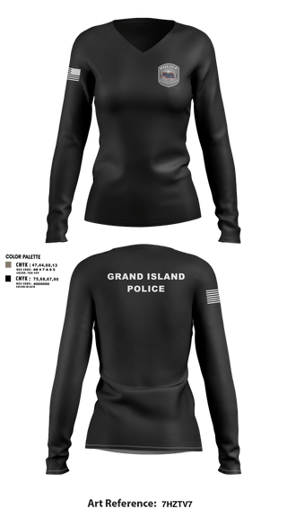 Womens Long Sleeve Vneck Shirt, Grand Island Police Department, Police, Teamtime, Team time, sublimation, custom sports apparel, team uniforms, spirit wear, spiritwear, sports uniforms, custom shirts, team store, custom team store, fundraiser sports, apparel fundraiser