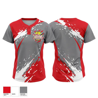Two Button Softball Jersey, Lady Tigers, Softball, Teamtime, Team time, sublimation, custom sports apparel, team uniforms, spirit wear, spiritwear, sports uniforms, custom shirts, team store, custom team store, fundraiser sports, apparel fundraiser