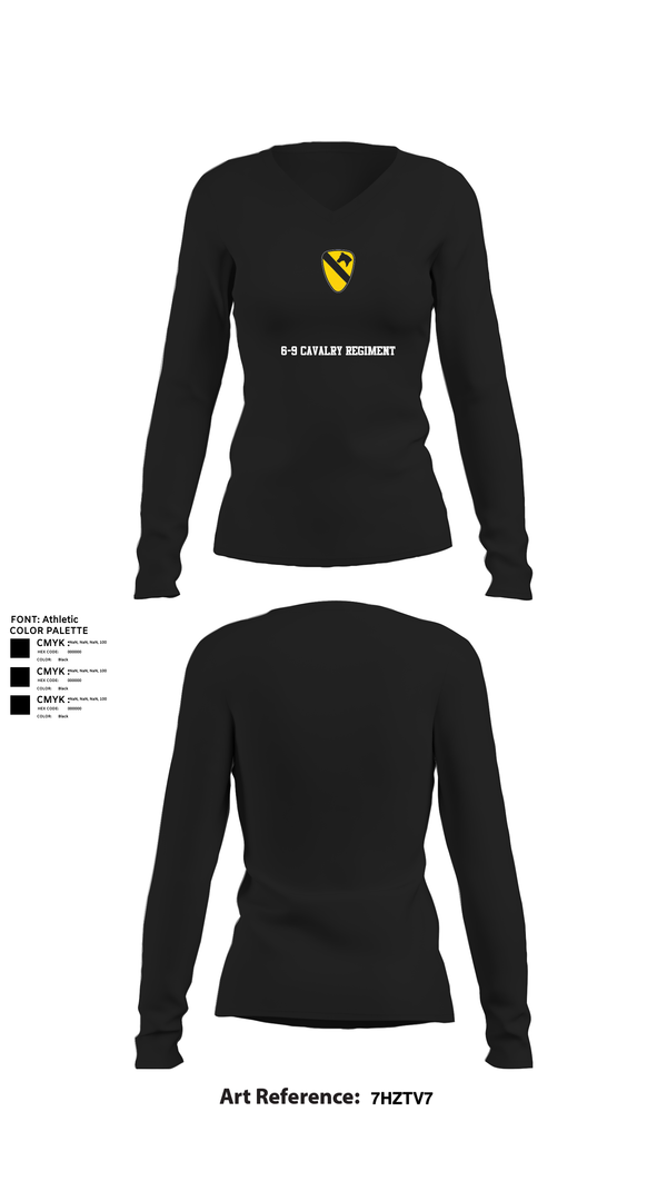 Womens Long Sleeve Vneck Shirt, 6-9 Cavalry Regiment, , Teamtime, Team time, sublimation, custom sports apparel, team uniforms, spirit wear, spiritwear, sports uniforms, custom shirts, team store, custom team store, fundraiser sports, apparel fundraiser