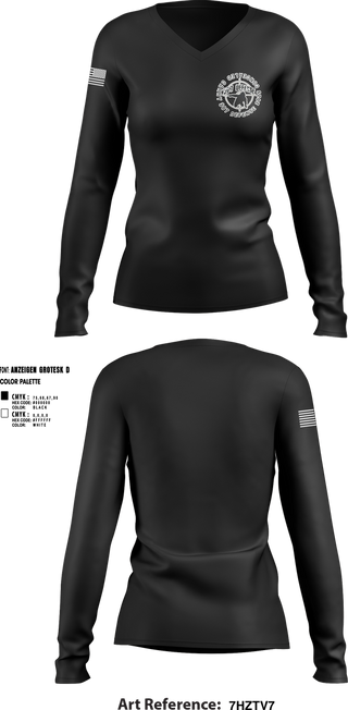 Womens Long Sleeve Vneck Shirt, 308 Defense, , Teamtime, Team time, sublimation, custom sports apparel, team uniforms, spirit wear, spiritwear, sports uniforms, custom shirts, team store, custom team store, fundraiser sports, apparel fundraiser