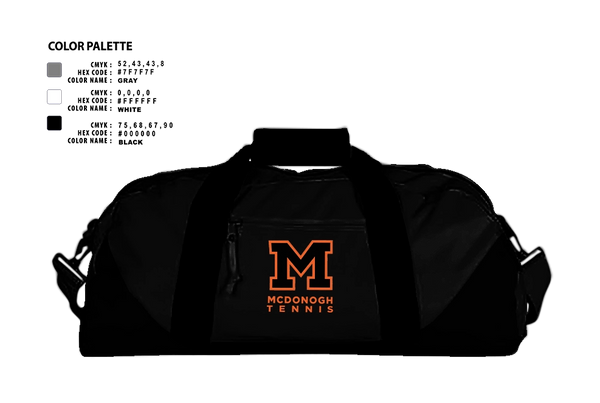 Duffle Bag, Mcdonogh Girls Tennis, Tennis, Teamtime, Team time, sublimation, custom sports apparel, team uniforms, spirit wear, spiritwear, sports uniforms, custom shirts, team store, custom team store, fundraiser sports, apparel fundraiser