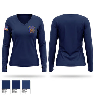 Womens Long Sleeve Vneck Shirt, Hampton Police, Police, Teamtime, Team time, sublimation, custom sports apparel, team uniforms, spirit wear, spiritwear, sports uniforms, custom shirts, team store, custom team store, fundraiser sports, apparel fundraiser