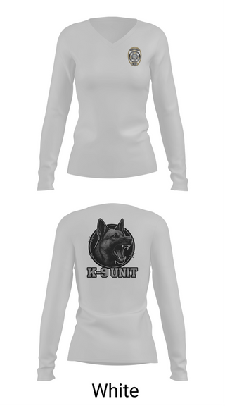 Womens Long Sleeve Vneck Shirt, Farmersville Police K9 Unit, Police, Teamtime, Team time, sublimation, custom sports apparel, team uniforms, spirit wear, spiritwear, sports uniforms, custom shirts, team store, custom team store, fundraiser sports, apparel fundraiser