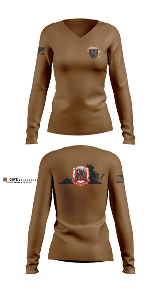 Womens Long Sleeve Vneck Shirt, 180th ESC, Army, Teamtime, Team time, sublimation, custom sports apparel, team uniforms, spirit wear, spiritwear, sports uniforms, custom shirts, team store, custom team store, fundraiser sports, apparel fundraiser
