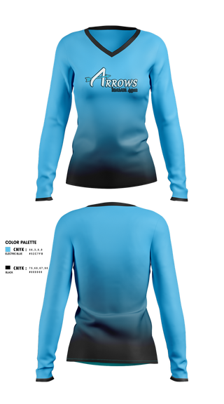 Womens Long Sleeve Vneck Shirt, Arrows, Softball, Teamtime, Team time, sublimation, custom sports apparel, team uniforms, spirit wear, spiritwear, sports uniforms, custom shirts, team store, custom team store, fundraiser sports, apparel fundraiser