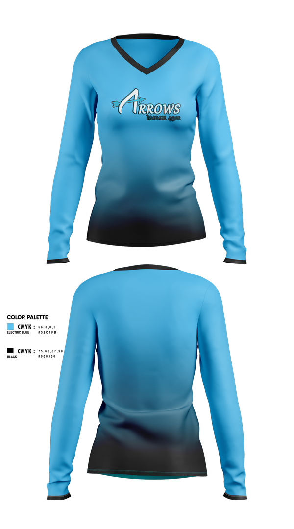 Womens Long Sleeve Vneck Shirt, Arrows, Softball, Teamtime, Team time, sublimation, custom sports apparel, team uniforms, spirit wear, spiritwear, sports uniforms, custom shirts, team store, custom team store, fundraiser sports, apparel fundraiser