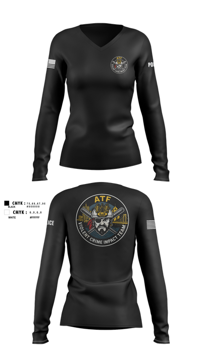 ATF 41951708 Women's Long Sleeve V-neck Shirt - 105