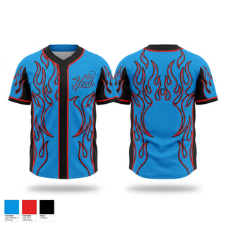 Full Button Baseball Jersey, Heat, Baseball, Teamtime, Team time, sublimation, custom sports apparel, team uniforms, spirit wear, spiritwear, sports uniforms, custom shirts, team store, custom team store, fundraiser sports, apparel fundraiser