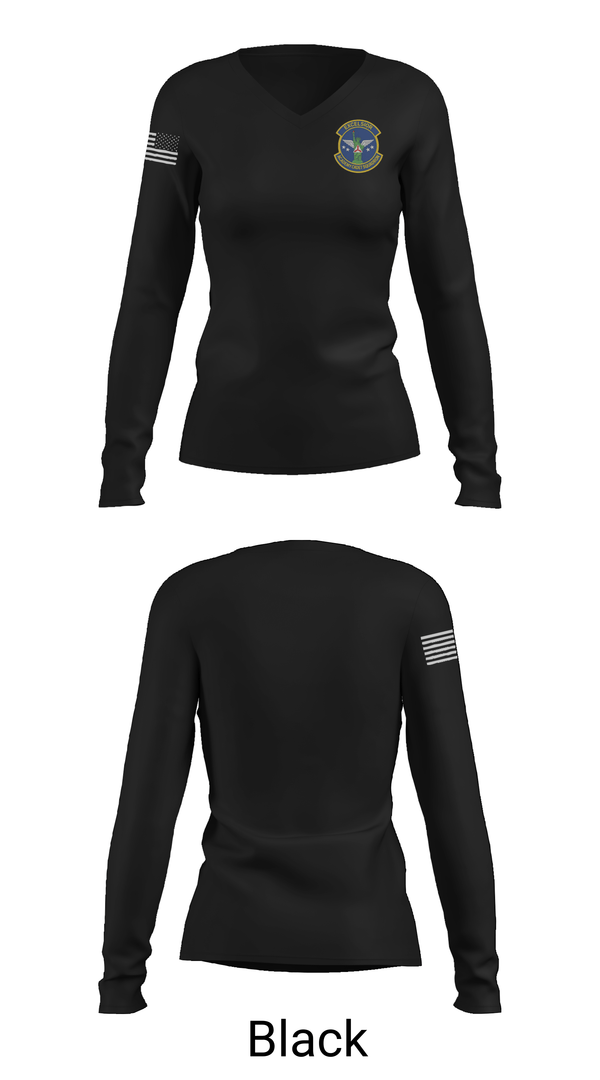 Womens Long Sleeve Vneck Shirt, Academy Cadet Squadron, Air Force, Teamtime, Team time, sublimation, custom sports apparel, team uniforms, spirit wear, spiritwear, sports uniforms, custom shirts, team store, custom team store, fundraiser sports, apparel fundraiser