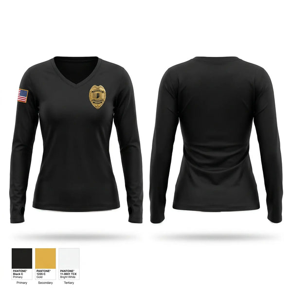 Womens Long Sleeve Vneck Shirt, Police, Police, Teamtime, Team time, sublimation, custom sports apparel, team uniforms, spirit wear, spiritwear, sports uniforms, custom shirts, team store, custom team store, fundraiser sports, apparel fundraiser
