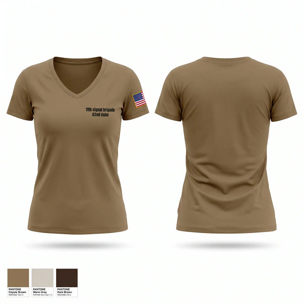 Womens Short Sleeve Vneck Shirt, 11th signal brigade 62nd esb-e, Army, Teamtime, Team time, sublimation, custom sports apparel, team uniforms, spirit wear, spiritwear, sports uniforms, custom shirts, team store, custom team store, fundraiser sports, apparel fundraiser