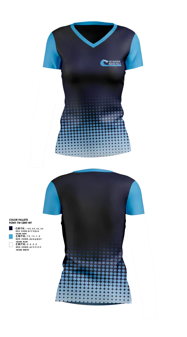 Womens Short Sleeve Vneck Shirt, Gig Harbor Water Polo, Water Polo, Teamtime, Team time, sublimation, custom sports apparel, team uniforms, spirit wear, spiritwear, sports uniforms, custom shirts, team store, custom team store, fundraiser sports, apparel fundraiser