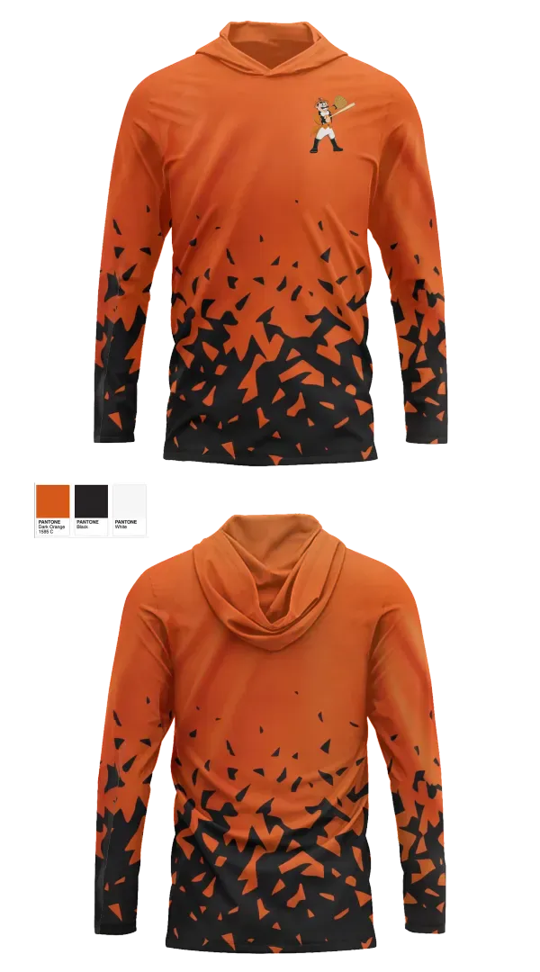 Long Sleeve Performance Shirt with hood, Bridgeport Barnums, Baseball, Teamtime, Team time, sublimation, custom sports apparel, team uniforms, spirit wear, spiritwear, sports uniforms, custom shirts, team store, custom team store, fundraiser sports, apparel fundraiser