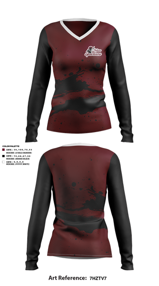 Womens Long Sleeve Vneck Shirt, Auburn Spartans, , Teamtime, Team time, sublimation, custom sports apparel, team uniforms, spirit wear, spiritwear, sports uniforms, custom shirts, team store, custom team store, fundraiser sports, apparel fundraiser