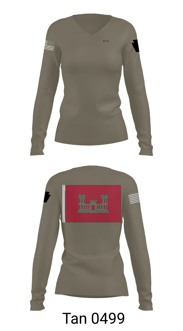 Womens Long Sleeve Vneck Shirt, B 103 EN BN, National Guard, Teamtime, Team time, sublimation, custom sports apparel, team uniforms, spirit wear, spiritwear, sports uniforms, custom shirts, team store, custom team store, fundraiser sports, apparel fundraiser