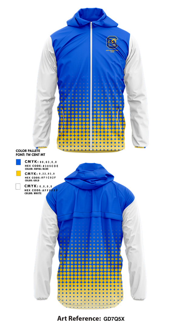 Windbreaker, Chesterfield High Cheer, Cheer, Teamtime, Team time, sublimation, custom sports apparel, team uniforms, spirit wear, spiritwear, sports uniforms, custom shirts, team store, custom team store, fundraiser sports, apparel fundraiser