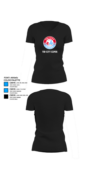 Womens Short Sleeve Vneck Shirt, Tri-City Expos, Baseball, Teamtime, Team time, sublimation, custom sports apparel, team uniforms, spirit wear, spiritwear, sports uniforms, custom shirts, team store, custom team store, fundraiser sports, apparel fundraiser