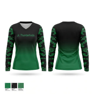 Womens Long Sleeve Vneck Shirt, Jr. Thunderbirds, Baseball, Teamtime, Team time, sublimation, custom sports apparel, team uniforms, spirit wear, spiritwear, sports uniforms, custom shirts, team store, custom team store, fundraiser sports, apparel fundraiser