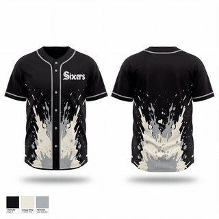 Full Button Baseball Jersey, Central Washington Sixers, Baseball, Teamtime, Team time, sublimation, custom sports apparel, team uniforms, spirit wear, spiritwear, sports uniforms, custom shirts, team store, custom team store, fundraiser sports, apparel fundraiser