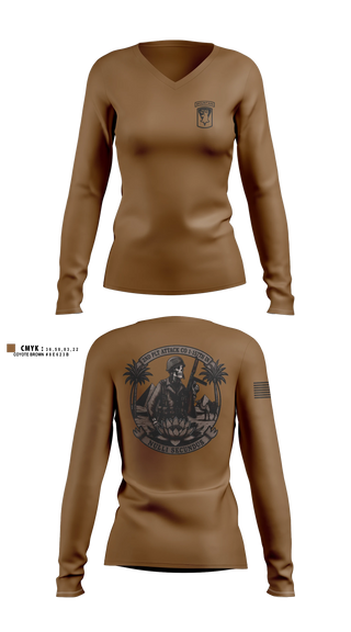 Womens Long Sleeve Vneck Shirt, a-co 1-157, Army, Teamtime, Team time, sublimation, custom sports apparel, team uniforms, spirit wear, spiritwear, sports uniforms, custom shirts, team store, custom team store, fundraiser sports, apparel fundraiser