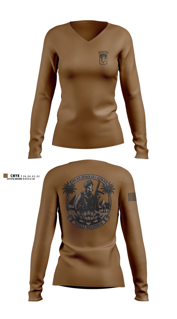 Womens Long Sleeve Vneck Shirt, a-co 1-157, Army, Teamtime, Team time, sublimation, custom sports apparel, team uniforms, spirit wear, spiritwear, sports uniforms, custom shirts, team store, custom team store, fundraiser sports, apparel fundraiser
