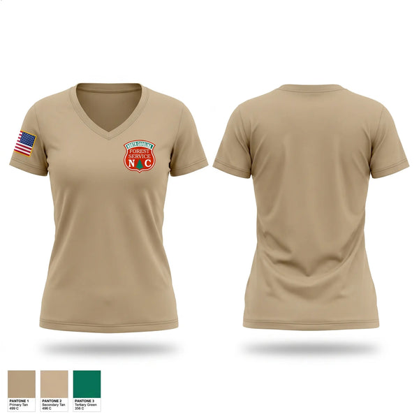 Womens Short Sleeve Vneck Shirt, North Carolina Forest Service, Fire Department, Teamtime, Team time, sublimation, custom sports apparel, team uniforms, spirit wear, spiritwear, sports uniforms, custom shirts, team store, custom team store, fundraiser sports, apparel fundraiser