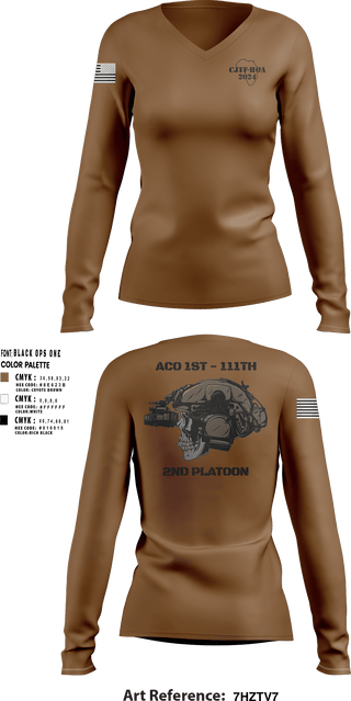 Women's Long Sleeve Vneck Shirt, Aco 1-111, National Guard, Teamtime, Team time, sublimation, custom sports apparel, team uniforms, spirit wear, spiritwear, sports uniforms, custom shirts, team store, custom team store, fundraiser sports, apparel fundraiser