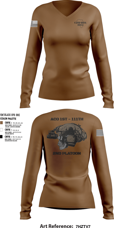 Aco 1-111 46034205 Women's Long Sleeve V-neck Shirt - 1