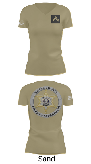 Womens Short Sleeve Vneck Shirt, Wayne County Sheriff’s Department, Police, Teamtime, Team time, sublimation, custom sports apparel, team uniforms, spirit wear, spiritwear, sports uniforms, custom shirts, team store, custom team store, fundraiser sports, apparel fundraiser