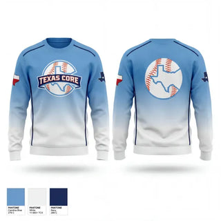 Crew Neck Sweatshirt, Texas Core Baseball, Baseball, Teamtime, Team time, sublimation, custom sports apparel, team uniforms, spirit wear, spiritwear, sports uniforms, custom shirts, team store, custom team store, fundraiser sports, apparel fundraiser