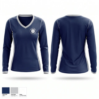 Womens Long Sleeve Vneck Shirt, Indy Blue Sox, Baseball, Teamtime, Team time, sublimation, custom sports apparel, team uniforms, spirit wear, spiritwear, sports uniforms, custom shirts, team store, custom team store, fundraiser sports, apparel fundraiser