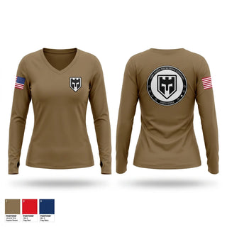 Womens Long Sleeve Vneck Shirt, , Army, Teamtime, Team time, sublimation, custom sports apparel, team uniforms, spirit wear, spiritwear, sports uniforms, custom shirts, team store, custom team store, fundraiser sports, apparel fundraiser