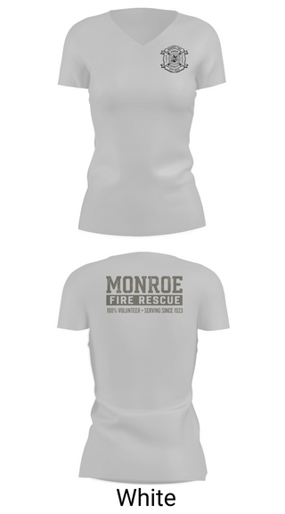 Womens Short Sleeve Vneck Shirt, Monroe Fire Rescue, Fire Department, Teamtime, Team time, sublimation, custom sports apparel, team uniforms, spirit wear, spiritwear, sports uniforms, custom shirts, team store, custom team store, fundraiser sports, apparel fundraiser