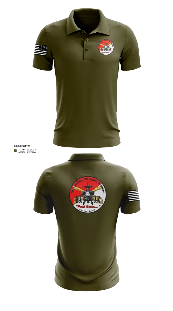 Short Sleeve Performance Polo, 7th Squadron, Sixth Cavalry Regiment, , Teamtime, Team time, sublimation, custom sports apparel, team uniforms, spirit wear, spiritwear, sports uniforms, custom shirts, team store, custom team store, fundraiser sports, apparel fundraiser