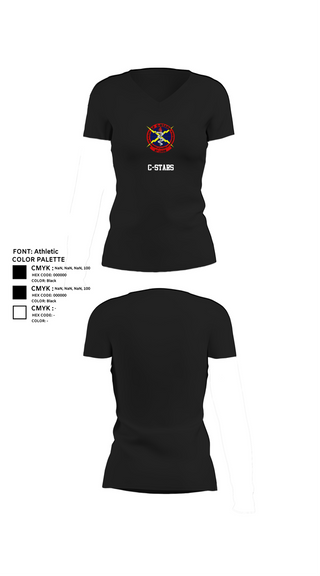 Womens Short Sleeve Vneck Shirt, C-STARS, , Teamtime, Team time, sublimation, custom sports apparel, team uniforms, spirit wear, spiritwear, sports uniforms, custom shirts, team store, custom team store, fundraiser sports, apparel fundraiser