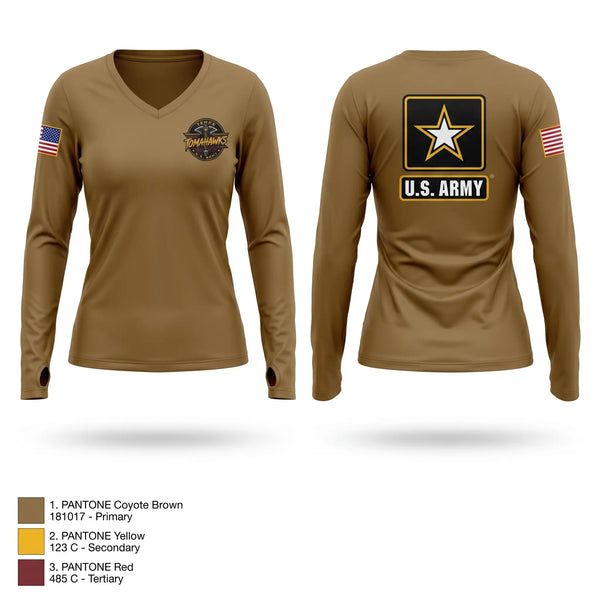 Womens Long Sleeve Vneck Shirt, TEMPE ARMY RECRUITING STATION, Army, Teamtime, Team time, sublimation, custom sports apparel, team uniforms, spirit wear, spiritwear, sports uniforms, custom shirts, team store, custom team store, fundraiser sports, apparel fundraiser