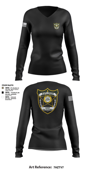 Womens Long Sleeve Vneck Shirt, Explorer Post 2247, , Teamtime, Team time, sublimation, custom sports apparel, team uniforms, spirit wear, spiritwear, sports uniforms, custom shirts, team store, custom team store, fundraiser sports, apparel fundraiser