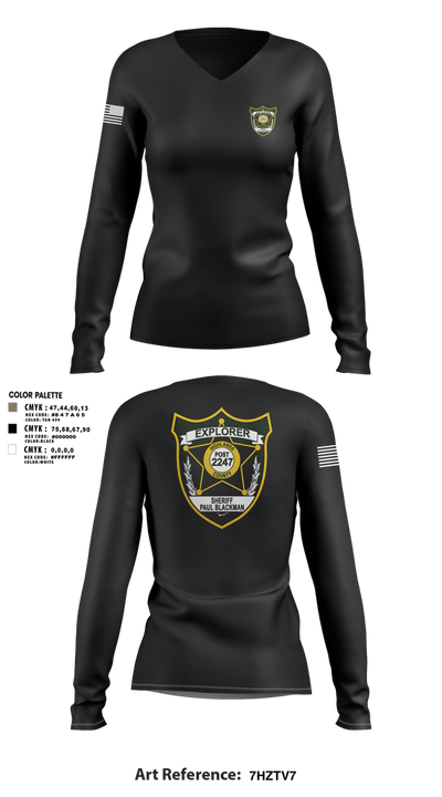 Explorer Post 2247 23554077 Women's Long Sleeve V-neck Shirt - 3