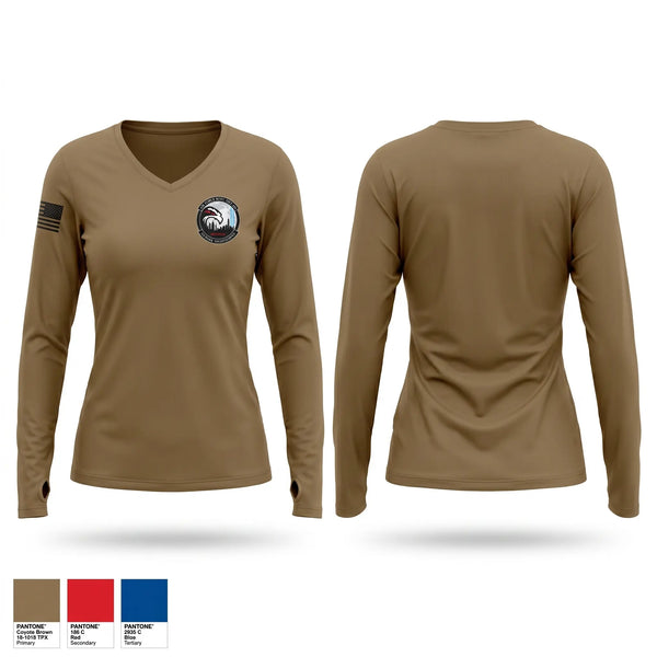 Womens Long Sleeve Vneck Shirt, Air Force ROTC Detachment 490, Air Force, Teamtime, Team time, sublimation, custom sports apparel, team uniforms, spirit wear, spiritwear, sports uniforms, custom shirts, team store, custom team store, fundraiser sports, apparel fundraiser