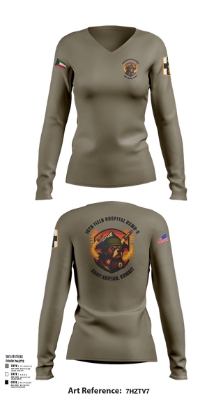 Womens Long Sleeve Vneck Shirt, 10th Field Hospital (FWD), , Teamtime, Team time, sublimation, custom sports apparel, team uniforms, spirit wear, spiritwear, sports uniforms, custom shirts, team store, custom team store, fundraiser sports, apparel fundraiser