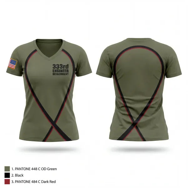 Womens Short Sleeve Vneck Shirt, 333rd Engineer Detachment, Army, Teamtime, Team time, sublimation, custom sports apparel, team uniforms, spirit wear, spiritwear, sports uniforms, custom shirts, team store, custom team store, fundraiser sports, apparel fundraiser
