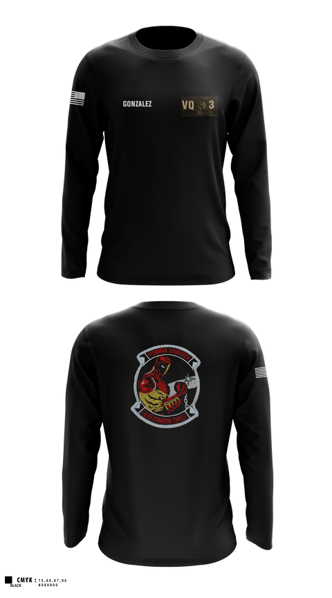 Long Sleeve Performance Shirt, VQ-3 DET TRVS, Navy, Teamtime, Team time, sublimation, custom sports apparel, team uniforms, spirit wear, spiritwear, sports uniforms, custom shirts, team store, custom team store, fundraiser sports, apparel fundraiser