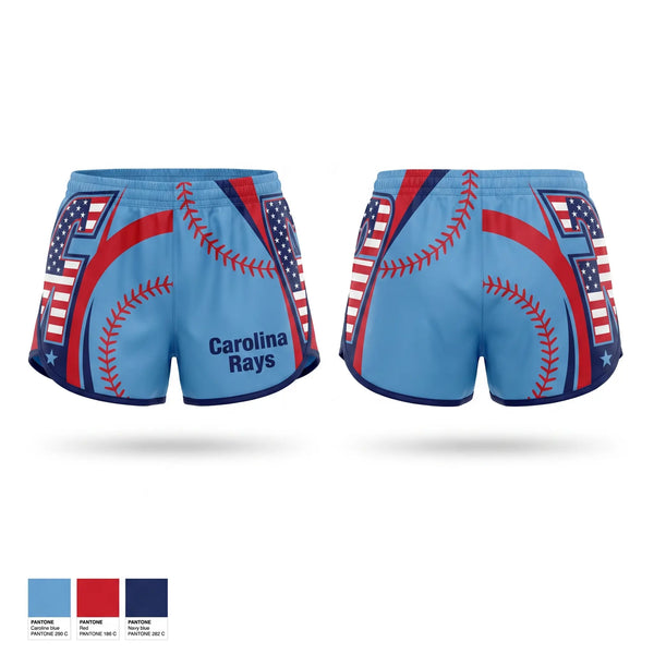 Womens Shorts, Carolina Rays, Baseball, Teamtime, Team time, sublimation, custom sports apparel, team uniforms, spirit wear, spiritwear, sports uniforms, custom shirts, team store, custom team store, fundraiser sports, apparel fundraiser
