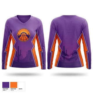 Womens Long Sleeve Vneck Shirt, Sahuarita Desert Heat, Men's Basketball, Teamtime, Team time, sublimation, custom sports apparel, team uniforms, spirit wear, spiritwear, sports uniforms, custom shirts, team store, custom team store, fundraiser sports, apparel fundraiser