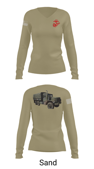 Womens Long Sleeve Vneck Shirt, H&S Battalion HQ CO Station Motor T, , Teamtime, Team time, sublimation, custom sports apparel, team uniforms, spirit wear, spiritwear, sports uniforms, custom shirts, team store, custom team store, fundraiser sports, apparel fundraiser