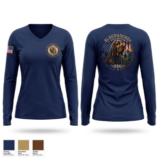 Womens Long Sleeve Vneck Shirt, NYPD ESU BLOODHOUND, Police, Teamtime, Team time, sublimation, custom sports apparel, team uniforms, spirit wear, spiritwear, sports uniforms, custom shirts, team store, custom team store, fundraiser sports, apparel fundraiser